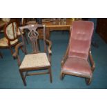 Mahogany Rocking Chair and Armchair