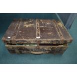 Wooden Travel Trunk Containing Polish Ephemera