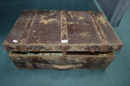 Wooden Travel Trunk Containing Polish Ephemera