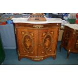 Reproduction Serpentine Front Cabinet with Faux Inlaid Detail and Ormolu Mounts