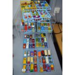 Nine Matchbox Model Car Trays and Contents