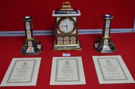 Masons Ironstone Masterpiece Collection Chester Clock and Matching Dragon Candlesticks