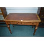 Victorian Mahogany Two Drawer Writing Table with Tooled Leather Inset Top
