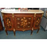 Reproduction Bow Front Cabinet with Faux Inlaid Detail and Ormolu Mounts