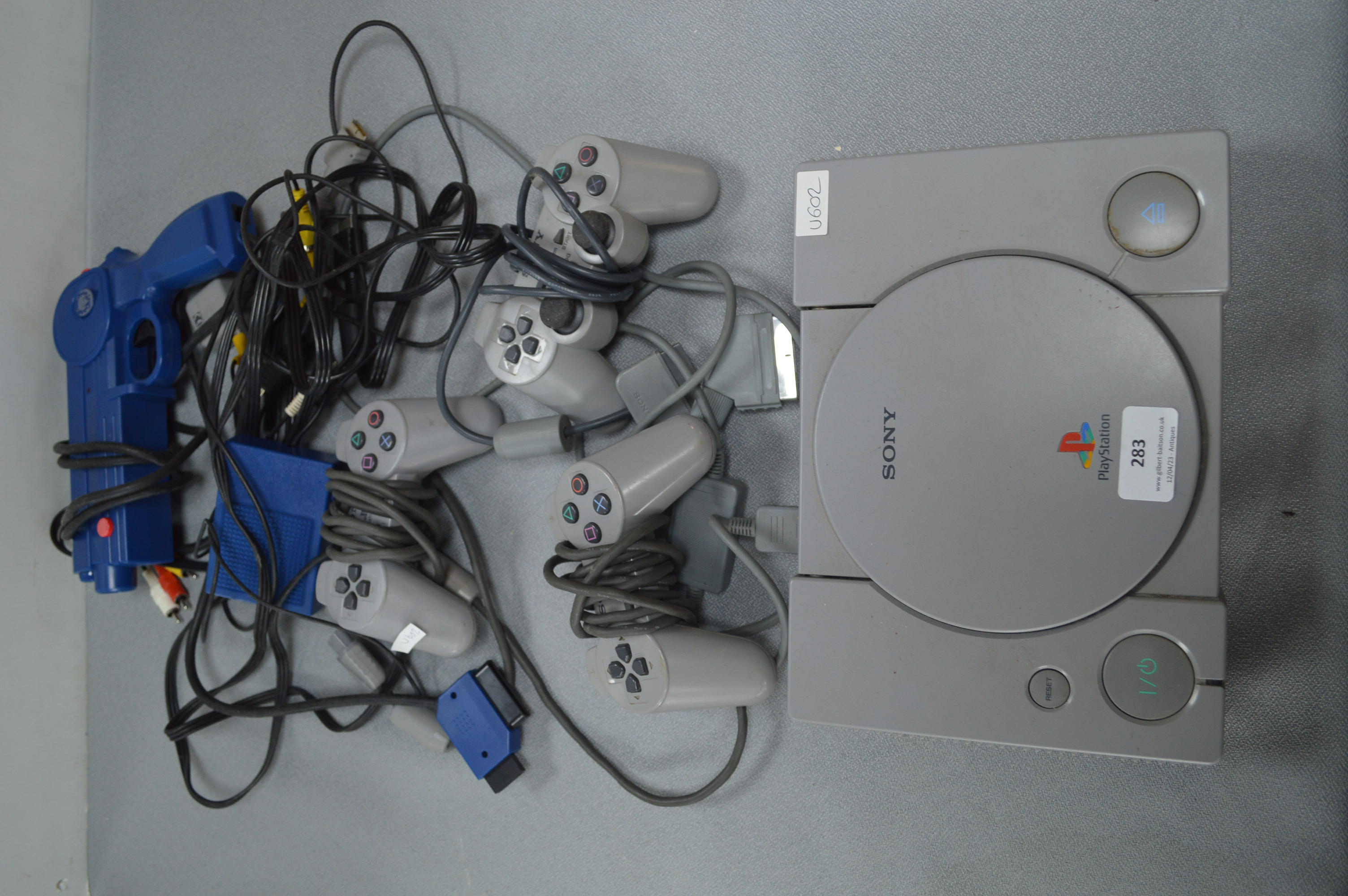Sony PlayStation with Controllers, and Competition Pro Laser Gun