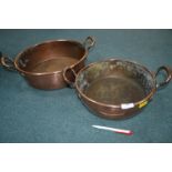 Two Victorian Copper Two Handle Preserve Pans