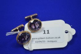 Pair of 14k Gold Amethyst Cufflinks ~9.1g gross