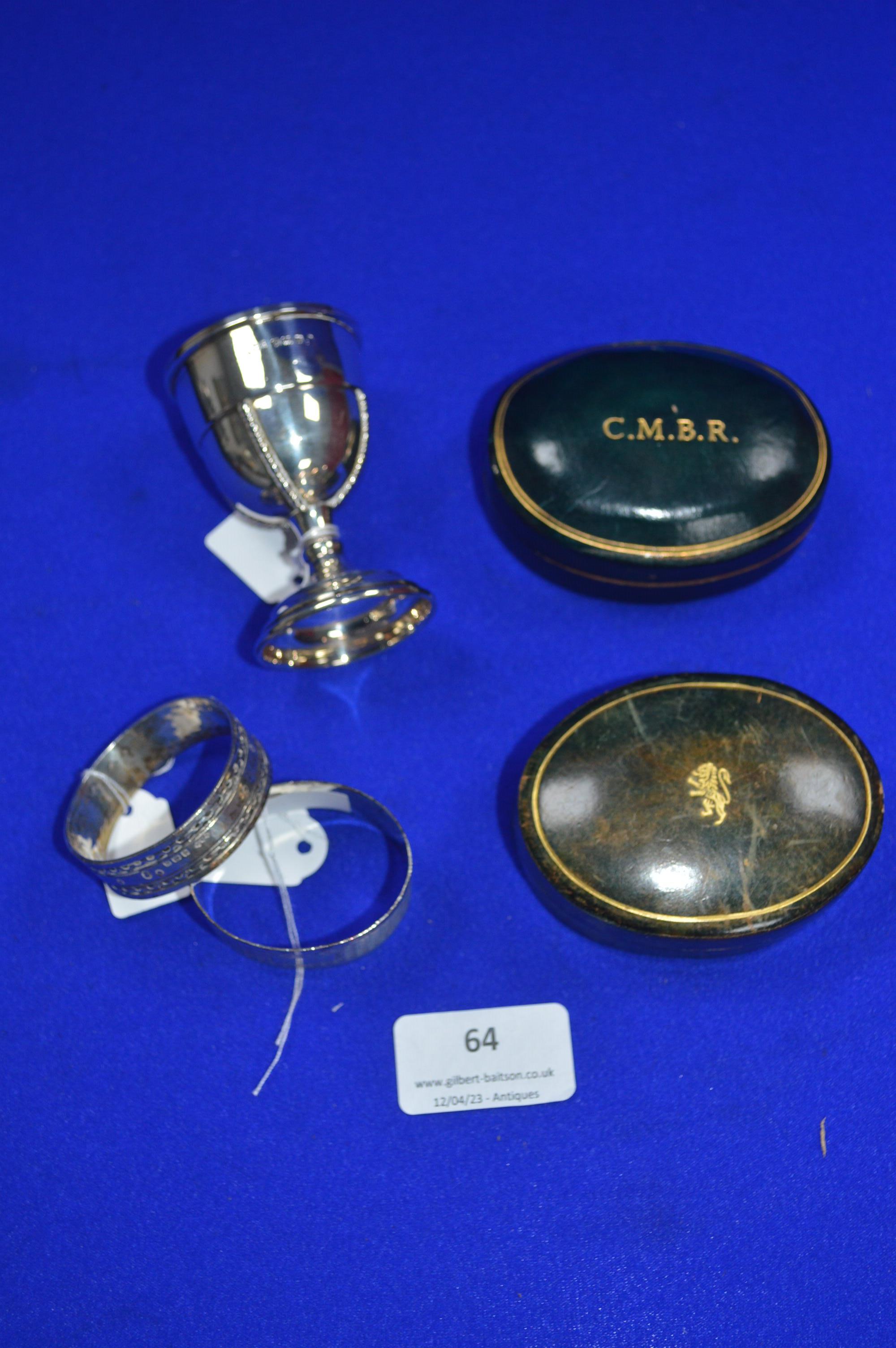 Maplin & Webb Hallmarked Sterling Silver Egg Cup, etc.