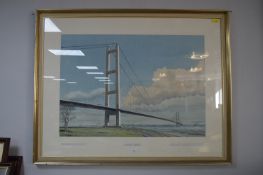Humber Bridge Architects Proposal Watercolour Picture by Sidney Ferris 1972