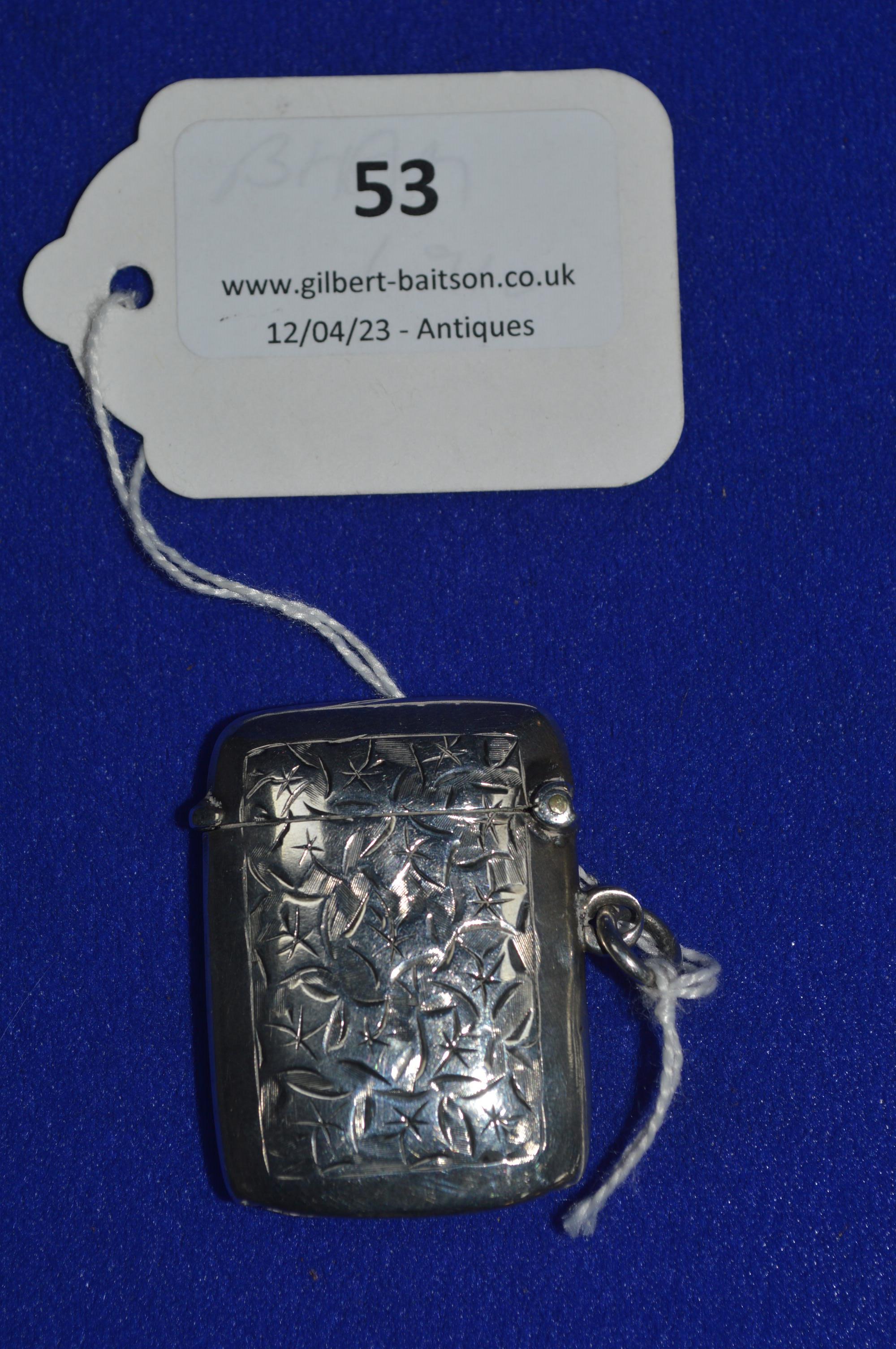 Hallmarked Sterling Silver Vesta Case - Birmingham 1910 - Image 2 of 2