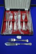 Hallmarked Silver Fish Cutlery Set - Sheffield 1978, ~760g gross