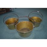 Three Victorian Brass Jam Pans