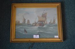 Oil on Board Shipping Scene by E.K. Redmore