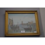 Oil on Board Harbour Scene by E.K. Redmore