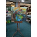 Vintage Windsor & Newton Artists Easel plus Hull Abstract Riverscape