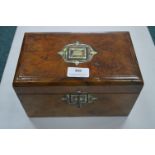 Mother of Pearl Inlaid Walnut Tea Caddy Inlaid with Original Key