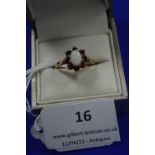 9k Gold Opal & Garnet Ring - Size: Q, ~2.56g gross