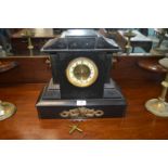 Victorian Slate Mantel Clock with Ormolu Detail