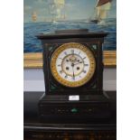Inlaid Slate Mantel Clock by Heselton of Paris (working condition, with key)