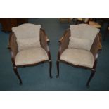 Pair of Bergère Sided Armchairs on Cabriole Legs