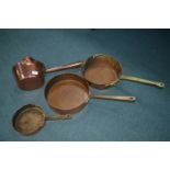 Four Victorian Copper Pans