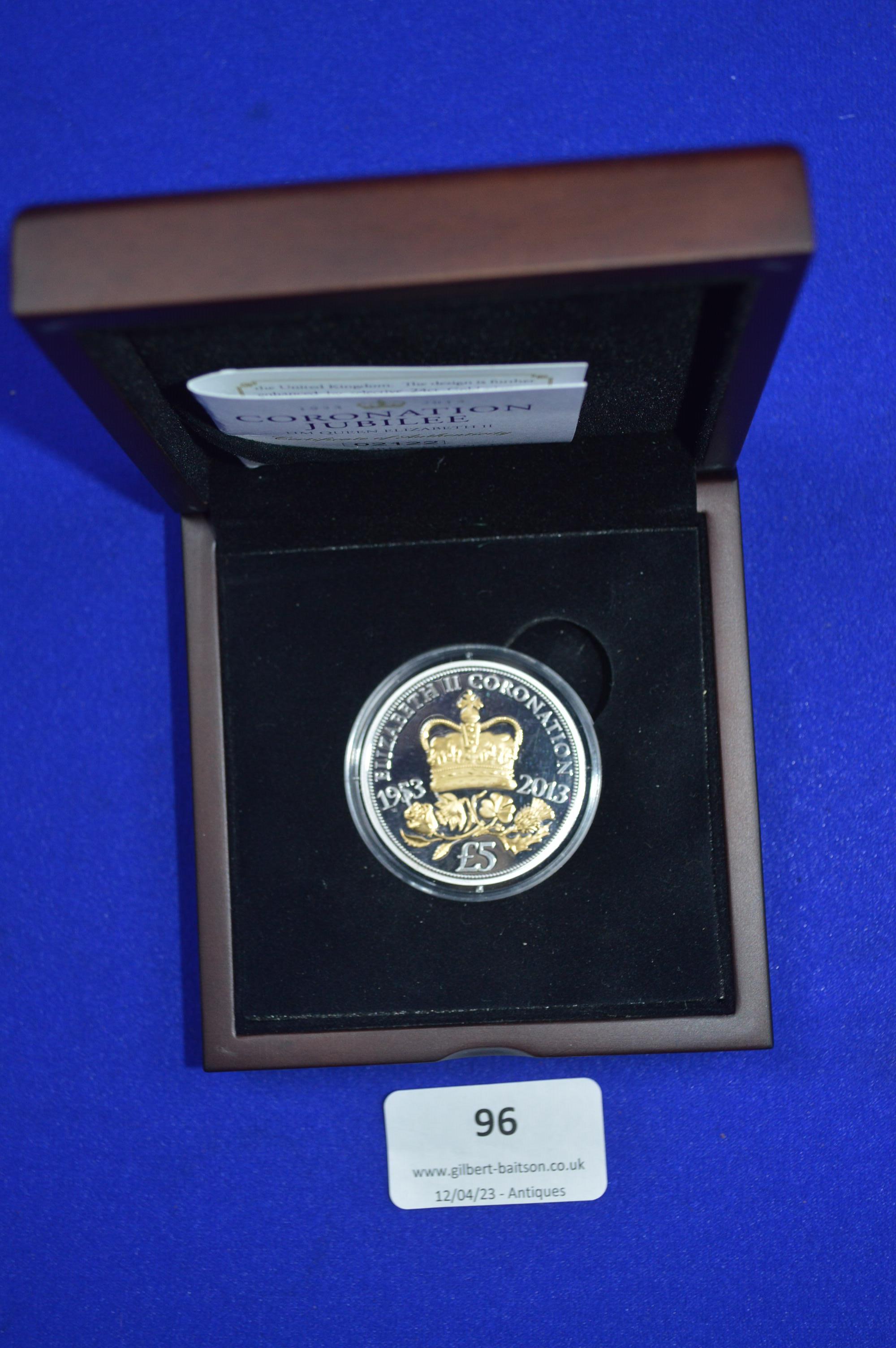 2013 Coronation Jubilee Silver £5 Coin with Presentation Case - Image 2 of 2