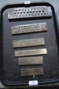 Six Assorted Silver Smithing Wire Draw Plates