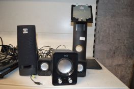 *Set of Trust Speakers, GBL Platinum Series Speaker, and a Monitor Stand