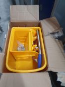 * boxed yellow mop bucket