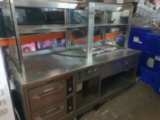 * heated serving unit, with glass sides/front, 2 x heated drawers and bain marie