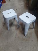 * 2 x white industria style stools