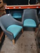 * 2 x grey and turquoise tub chairs