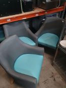 * 3 x grey and turquoise tub chairs