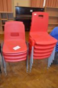 *Nine Stackable Red Plastic School Chairs (Lots 1001 - 1093 are based at Hall Road Academy,