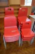 *Eighteen Assorted Stackable Red Plastic School Chairs (Lots 1001 - 1093 are based at Hall Road