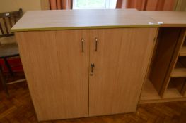 *Beech Effect Two Door Storage Cabinet with Key 50x106cm x 102cm tall (Lots 1001 - 1093 are based at