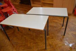 *Two Pastel Blue School Tables 110x55cm x 66cm tall (Lots 1001 - 1093 are based at Hall Road