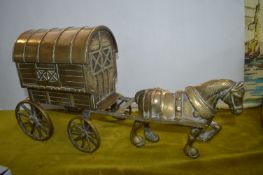 Brass Model Horse Drawn Caravan