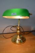 *Brass Desk Lamp with Green Glass Shade