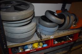 *Two Large Lin Bins of Components, and Assorted Wheels for ChemDry Carpet Washers