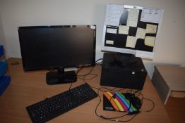 *Acer Monitor, HP Monitor, HP Desktop Computer, Keyboard, Mouse, and a Headset