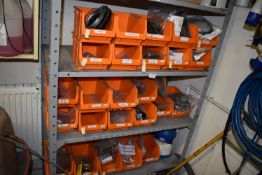 *Contents of Three Shelf to Include a Quantity of Orange Lin Bins and Contents