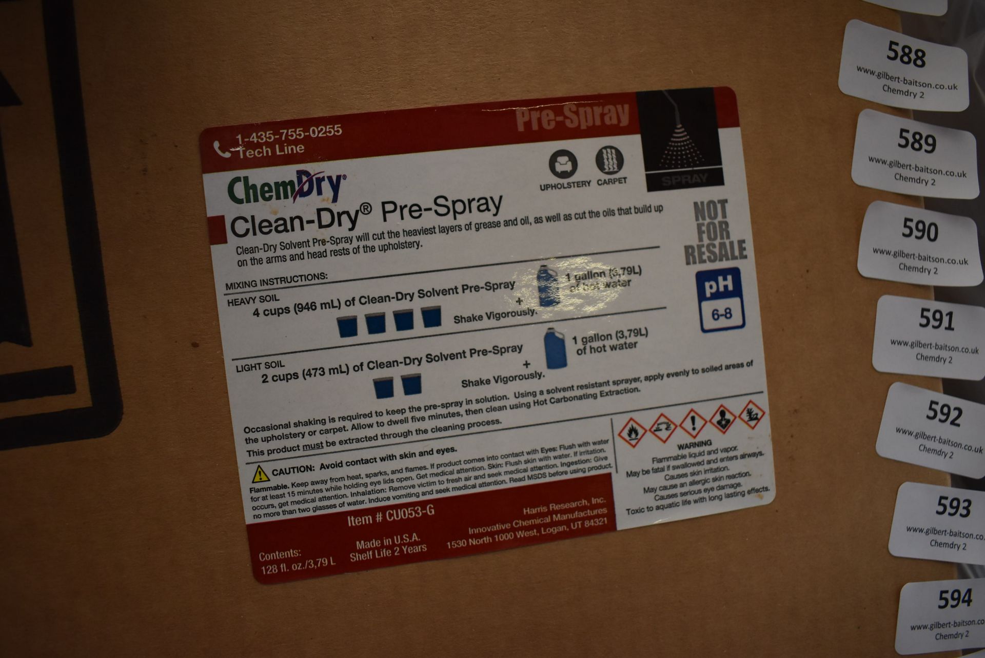 *4x 3.79L of ChemDry Clean-Dry Pre-Spray