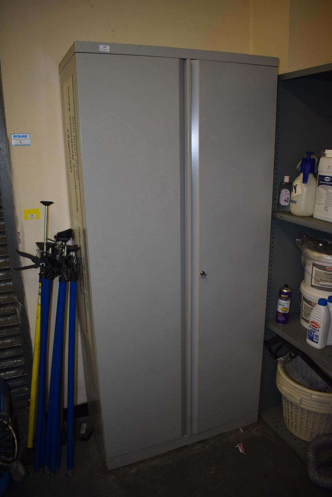 *Grey Metal Storage Cabinet 45x91cm x 197cm tall (contents not included)