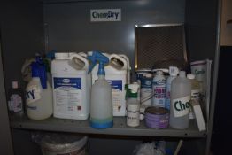 *Contents of Shelf to Include Fabric Protector, Stain Extinguisher, Hard Surface Cleaner, Spray Pump