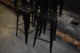 *Two Industrial Style Black Metal High Seat Stools