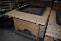 *Steel Fire Pit in Softwood Surround with Cover