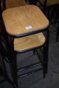 *Two Wood Seated Tubular Framed Stackable Barstools