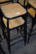 *Two Wood Seated Tubular Framed Stackable Barstools