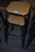 *Two Wood Seated Tubular Framed Stackable Barstools